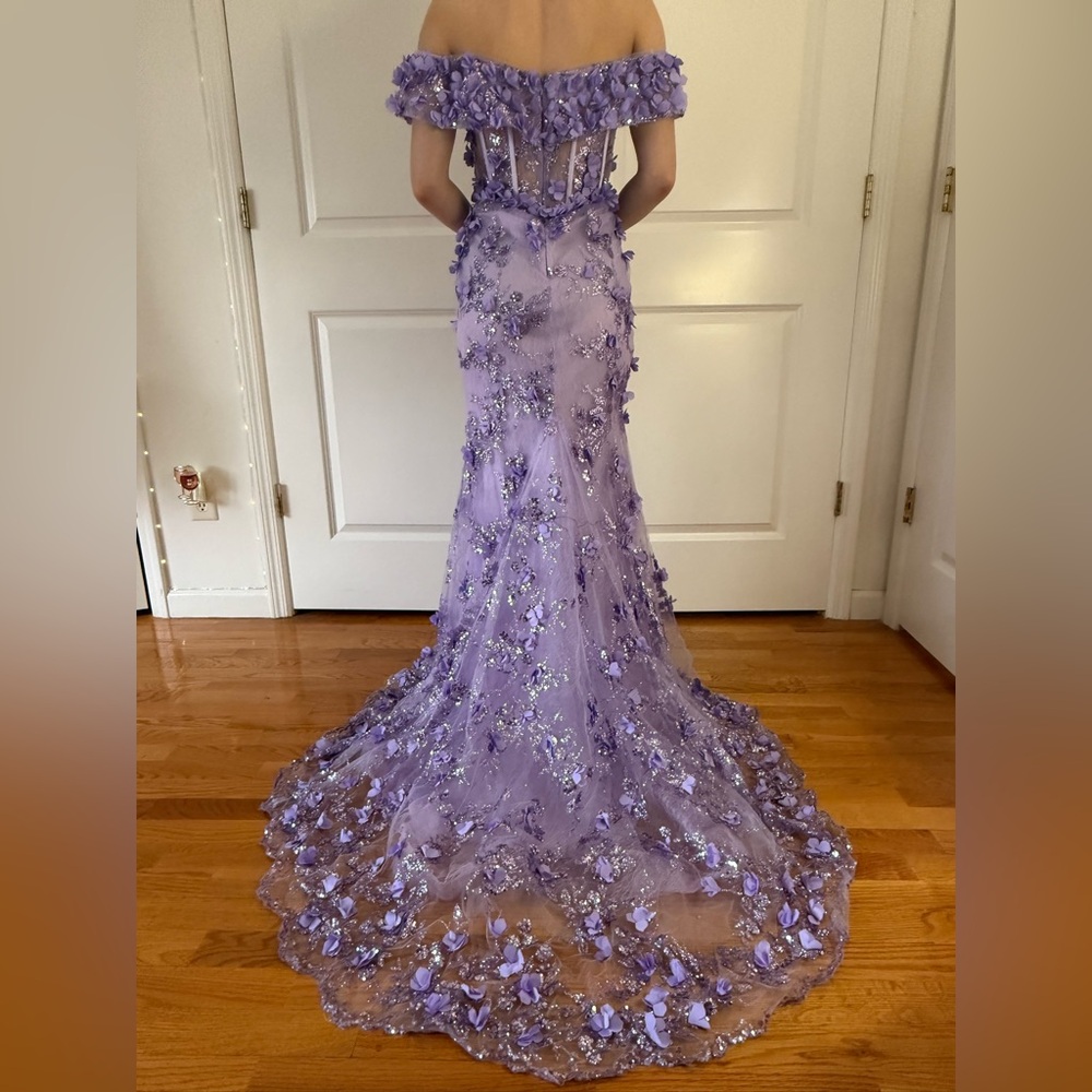 Elegant Lavender Off-Shoulder Gown